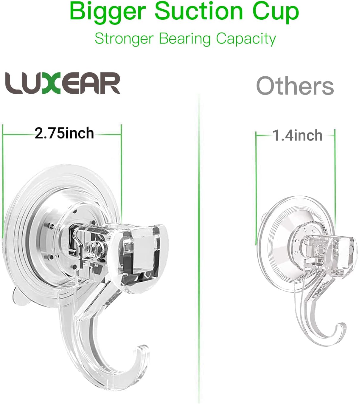 Suction Cup Hooks - 4 Pack Suction Hooks Reusable Powerful Waterproof - Clear Removable Suction Hanger for Christmas Wreath, Shower,Tile,Bathroom,Towel,Kitchen - Image 6
