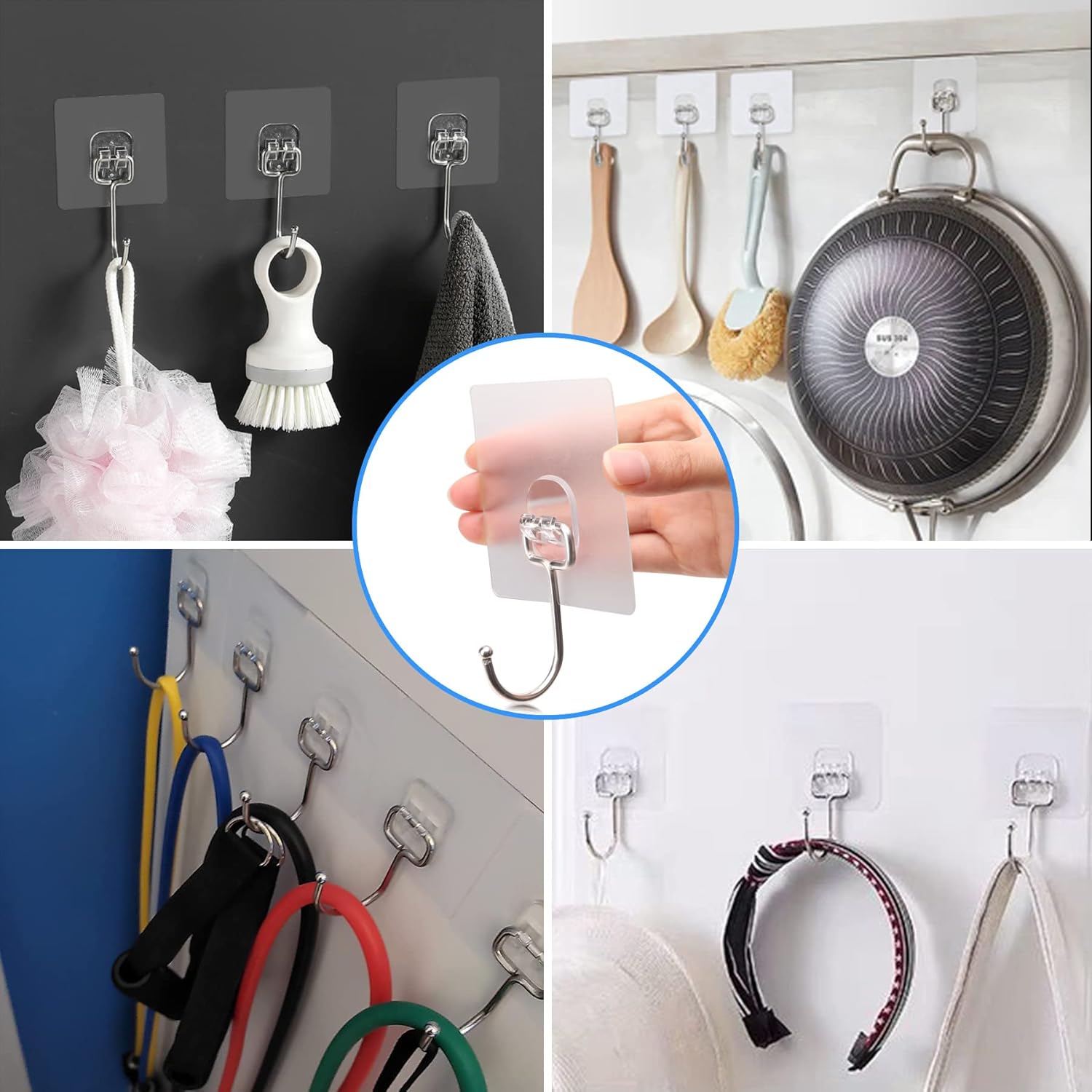10-Pack All-Purpose Large Adhesive Hooks for Hanging, Banana Hook, Heavy Duty Adhesive Hooks 37 lb(Max), Sticky Wall Hook fit Home, Bathroom, Kitchen, Office and Outdoor - Image 2