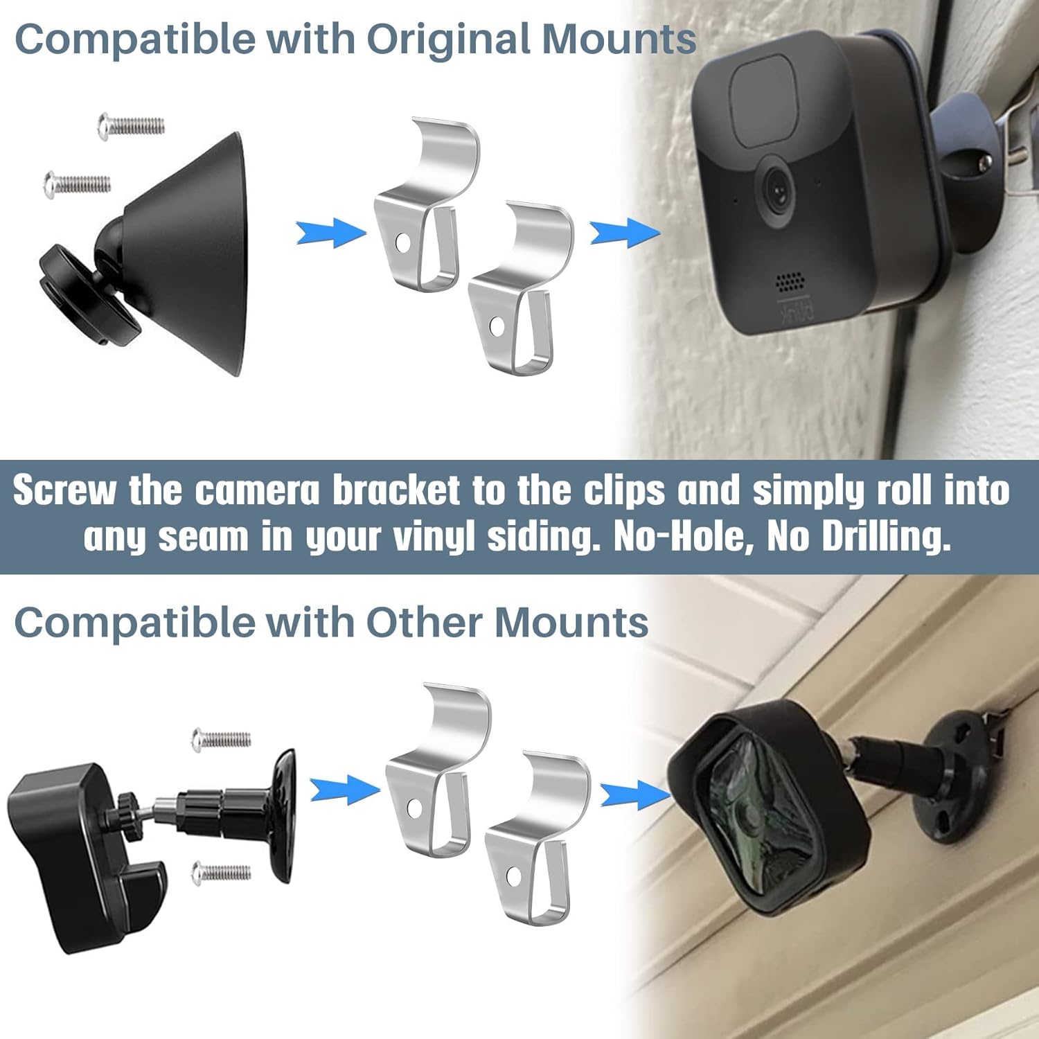Vinyl Siding Clips,20-Pack No-Hole Outdoor Camera Mount,Vinyl Siding Hanger for Blink, Arlo, Ring, No-Damage, No Drilling, Weatherproof-304 Stainless Steel Home Siding Hooks - New Upgrade - Image 3
