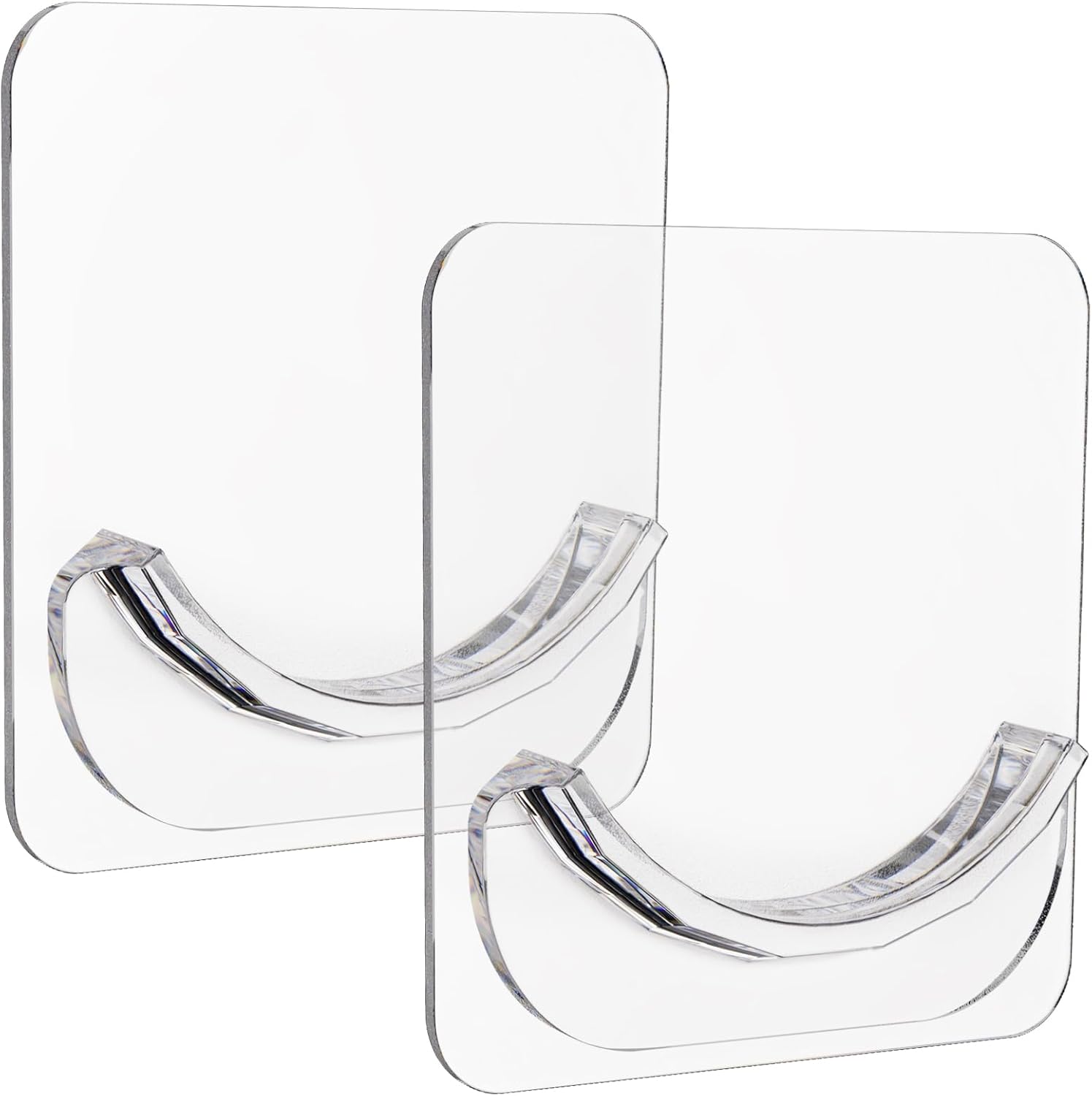2 Pack Adhesive Curtain Rod Holders, No Drilling Shower Curtain Tension Rod Support Holder, Transparent Clear Durable Bathroom Rod Bracket - Image 7