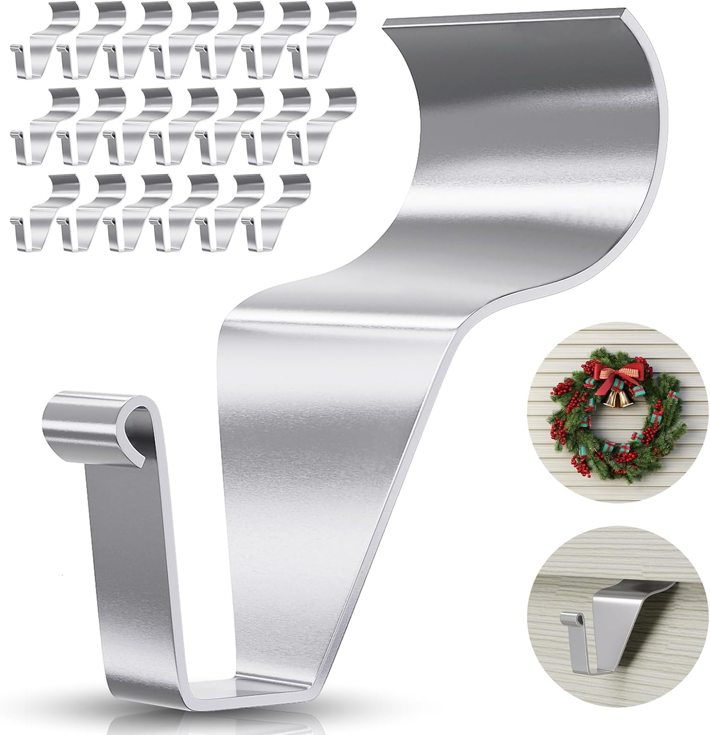 Heavy-Duty Stainless Steel Siding Hooks,20 Pack Vinyl Siding Hooks Hanger,No Hole Siding Hanging Hanger for Hanging on Patio,Vinyl Siding Clips Applicable to Outdoor or Holiday Decoration - Image 1