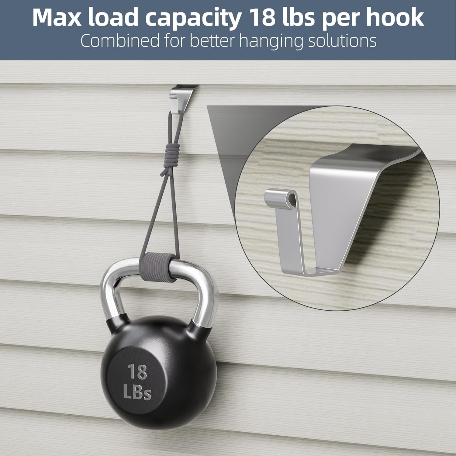 Heavy-Duty Stainless Steel Siding Hooks,20 Pack Vinyl Siding Hooks Hanger,No Hole Siding Hanging Hanger for Hanging on Patio,Vinyl Siding Clips Applicable to Outdoor or Holiday Decoration - Image 2