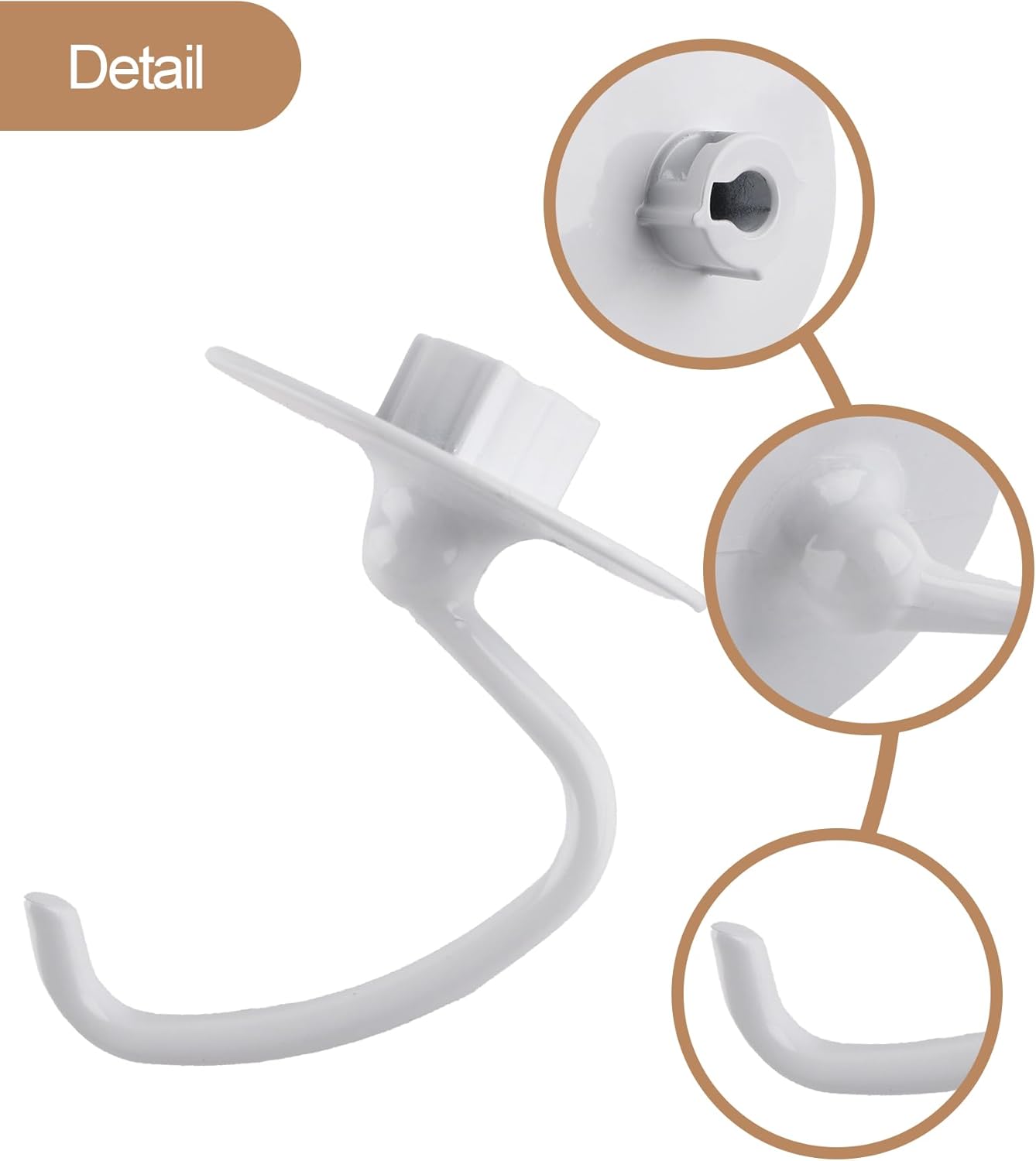 C-Shaped K45DH Coated Dough Hook, Attachment for KitchenAid Tilt-Head Stand Mixers Only, Fits 4.5–5 Quart Bowls, Compatible with K45, K45SS, KSM90, KSM150 - Image 3