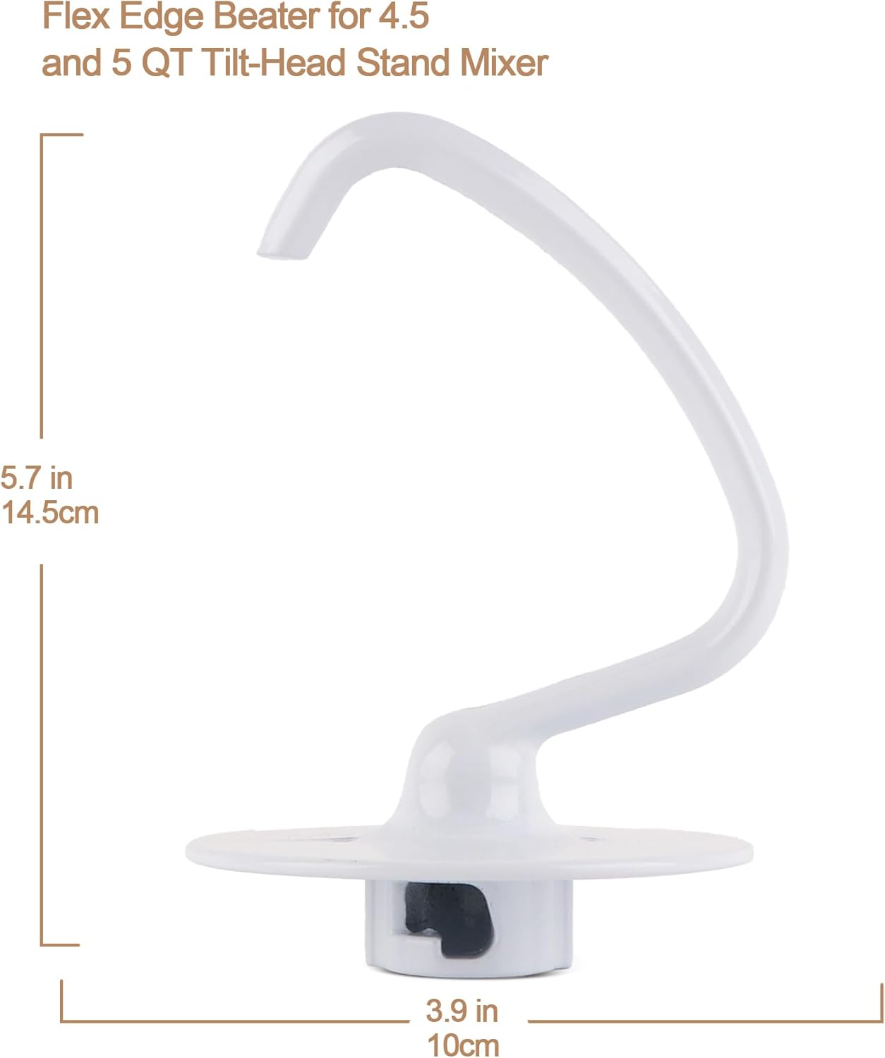 C-Shaped K45DH Coated Dough Hook, Attachment for KitchenAid Tilt-Head Stand Mixers Only, Fits 4.5–5 Quart Bowls, Compatible with K45, K45SS, KSM90, KSM150 - Image 4