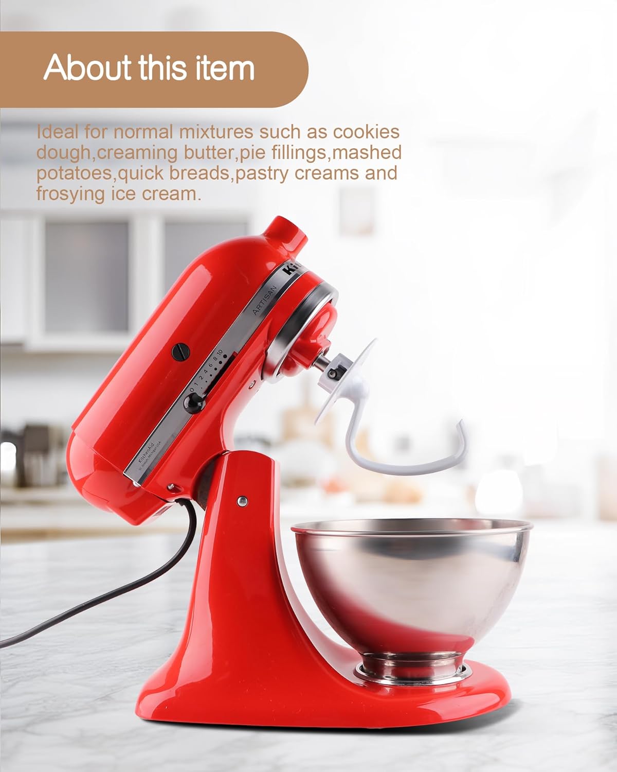 C-Shaped K45DH Coated Dough Hook, Attachment for KitchenAid Tilt-Head Stand Mixers Only, Fits 4.5–5 Quart Bowls, Compatible with K45, K45SS, KSM90, KSM150 - Image 7