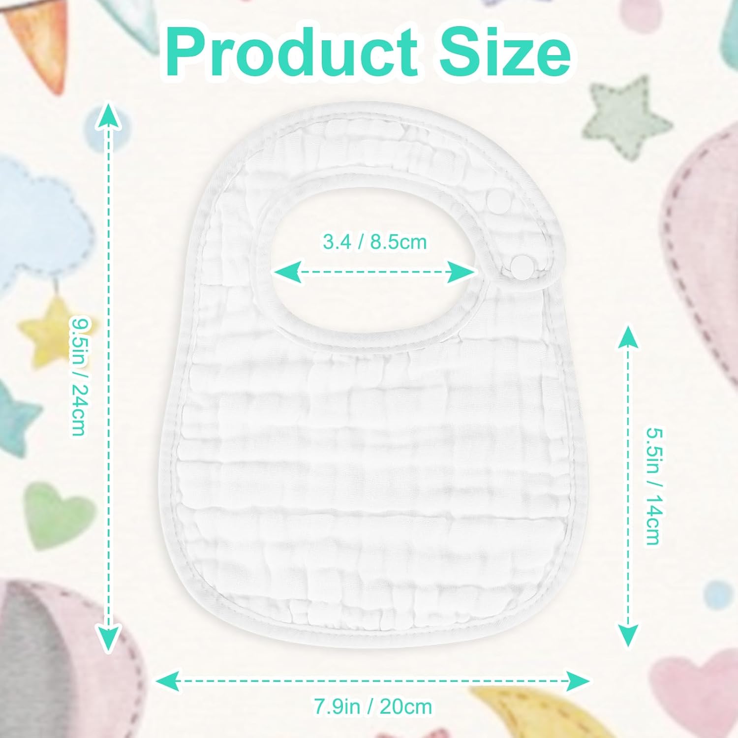 Muslin Baby Bibs, 6 Pack Soft Cotton Baby Bandana Drool Bibs for Boys Girls Teething and Drooling - Image 3