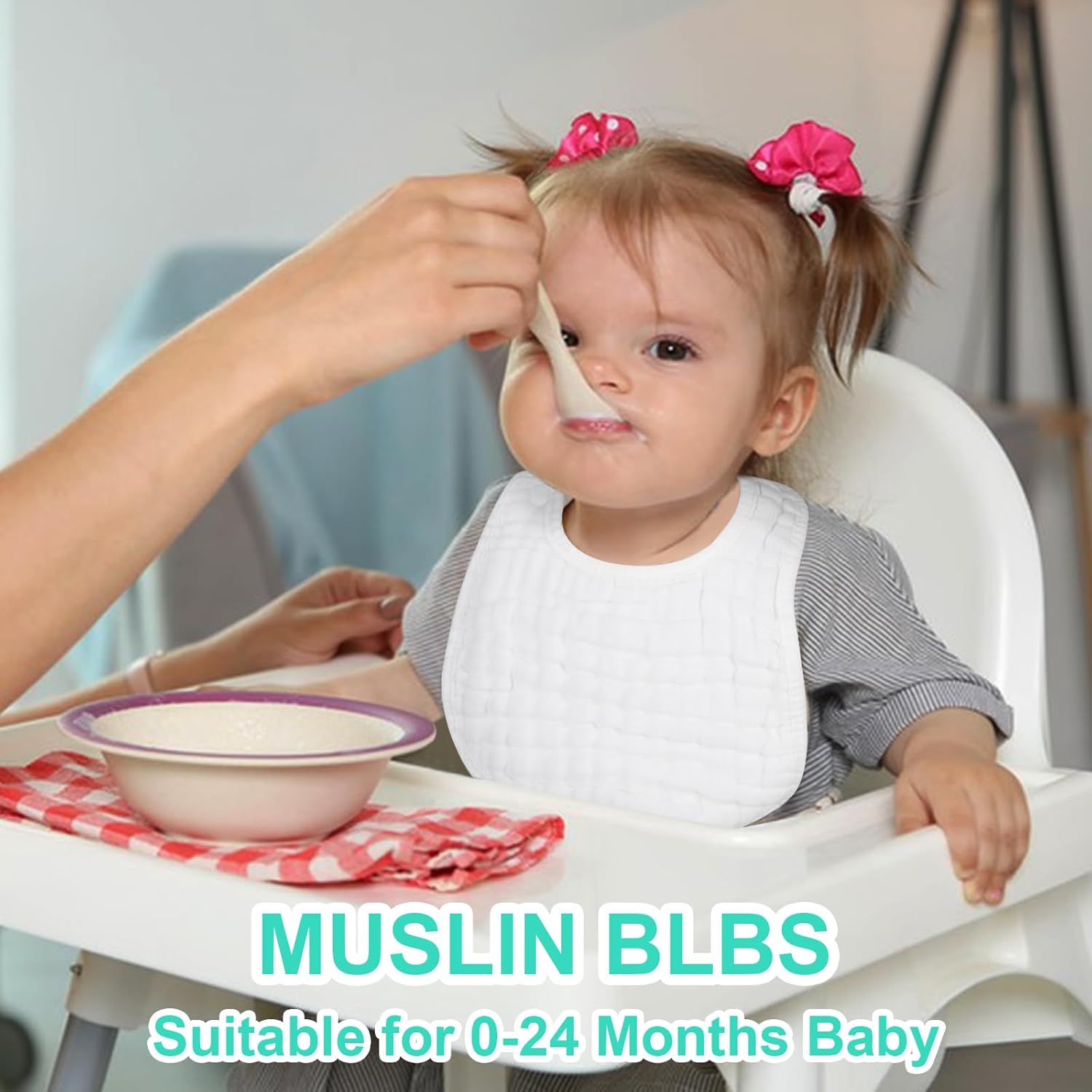 Muslin Baby Bibs, 6 Pack Soft Cotton Baby Bandana Drool Bibs for Boys Girls Teething and Drooling - Image 5