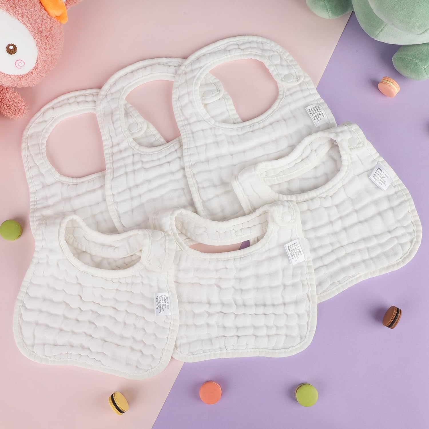 Muslin Baby Bibs, 6 Pack Soft Cotton Baby Bandana Drool Bibs for Boys Girls Teething and Drooling - Image 7