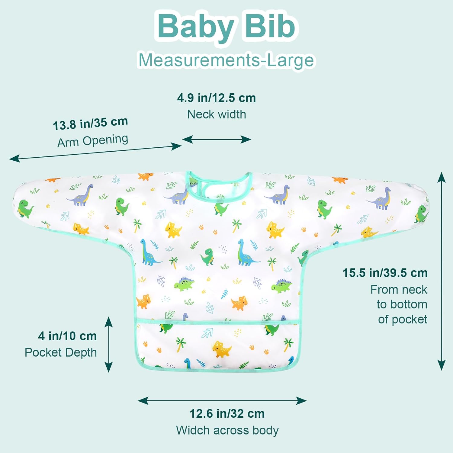 4 Pack Long Sleeve Bibs, Baby Smock Waterproof Sleeved Bib Smock for Baby Toddler 6-36 Months - Image 7