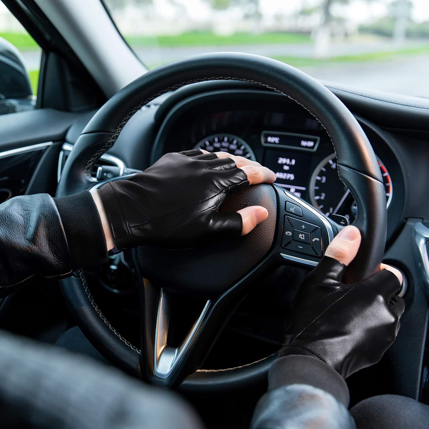 Fingerless PU Faux Leather Gloves, Driving Gloves Outdoor Sports Cosplay Costume Half Finger Glove for Women Men Teens - Image 6