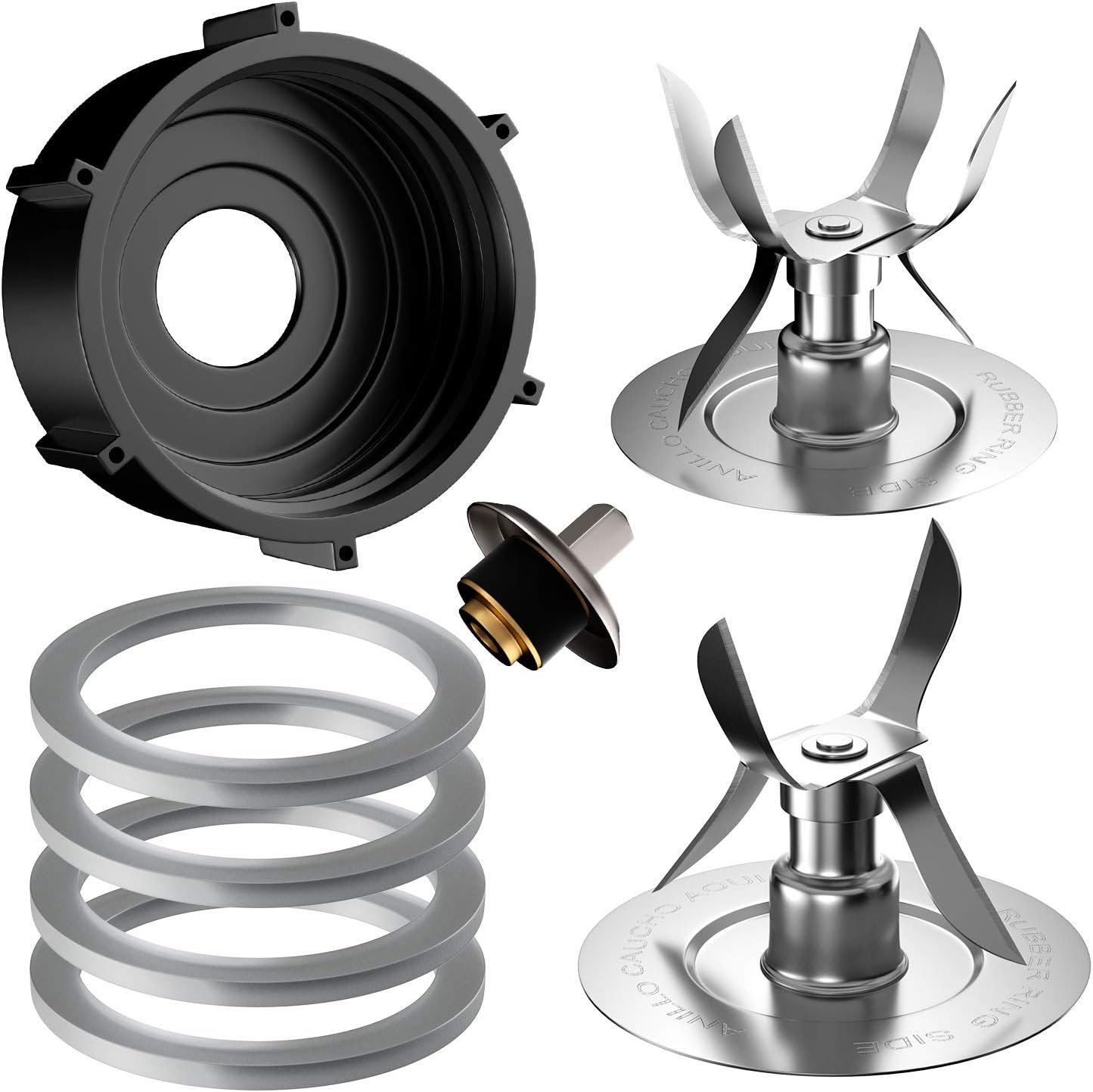 8 Pieces Replacement Part Ice Blades 4961 4980 Jar Bottom Cap 4902 Rubber Gaskets and Coupling Stud Slinger Pin Kit Compatible with Oster & Osterizer Blender Accessories - Image 1