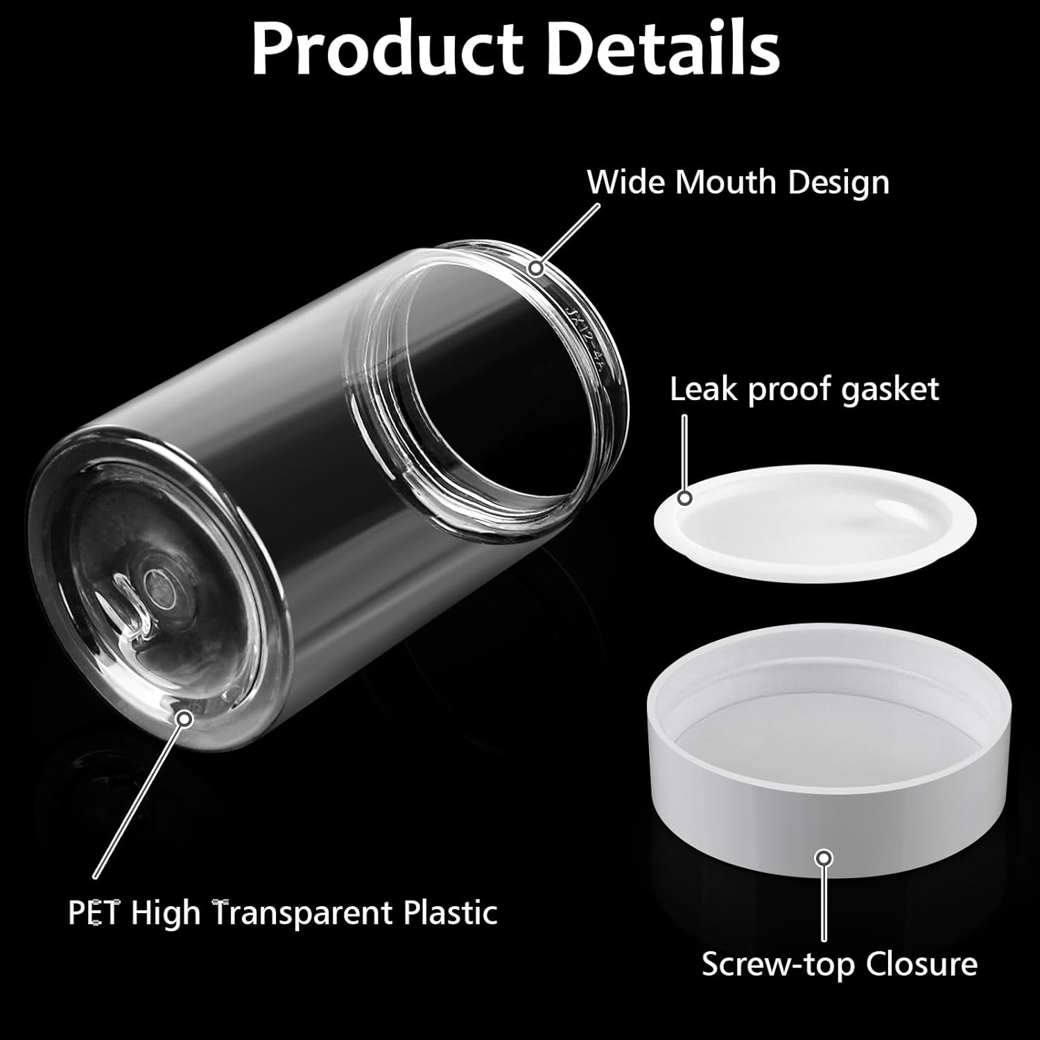 4 Pack Plastic Jars, 4 OZ Round Clear Cosmetic Container Jars with White Lids, Leak Proof Makeup Sample Container, Refillable Travel Cosmetic Storage for DIY Making Creams, Lotion, Body Scrub - Image 3