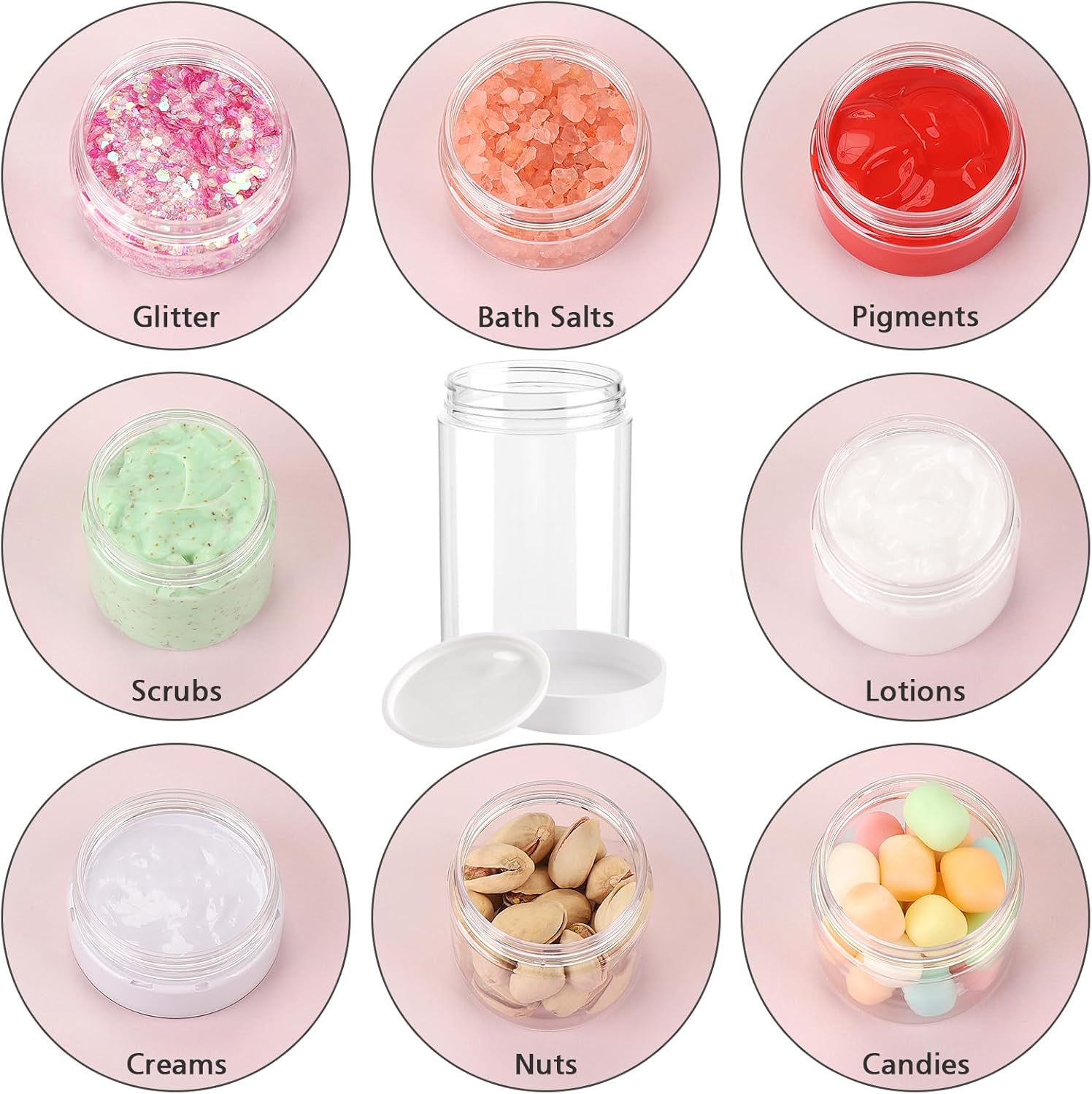 4 Pack Plastic Jars, 4 OZ Round Clear Cosmetic Container Jars with White Lids, Leak Proof Makeup Sample Container, Refillable Travel Cosmetic Storage for DIY Making Creams, Lotion, Body Scrub - Image 5