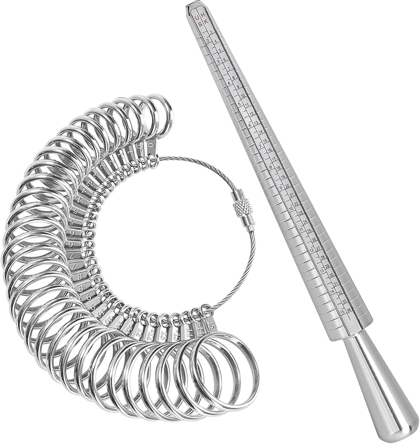 Ring Sizer Tool Including Ring Mandrel & Ring Sizer Guage, 4 Sizes Ring Measurement Stick Metal Mandrel & Finger Sizing Measuring Tool Set for Jewelry Making Measuring - Image 1