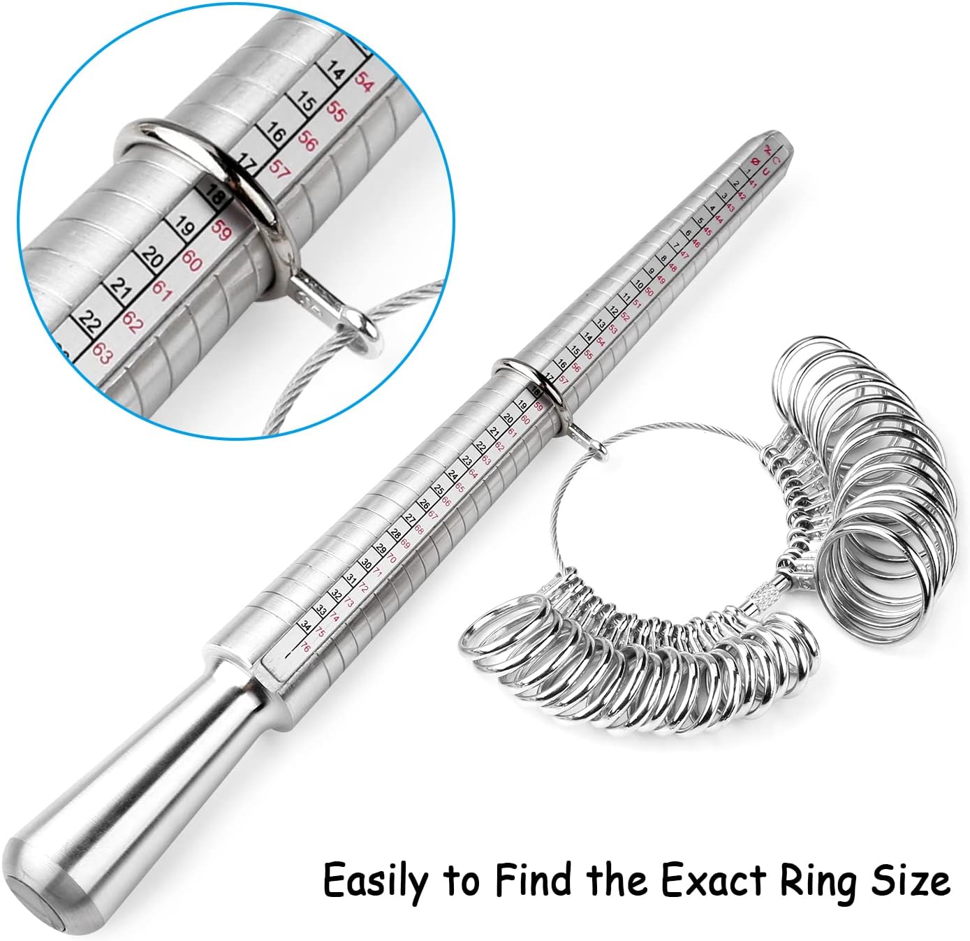 Ring Sizer Tool Including Ring Mandrel & Ring Sizer Guage, 4 Sizes Ring Measurement Stick Metal Mandrel & Finger Sizing Measuring Tool Set for Jewelry Making Measuring - Image 3