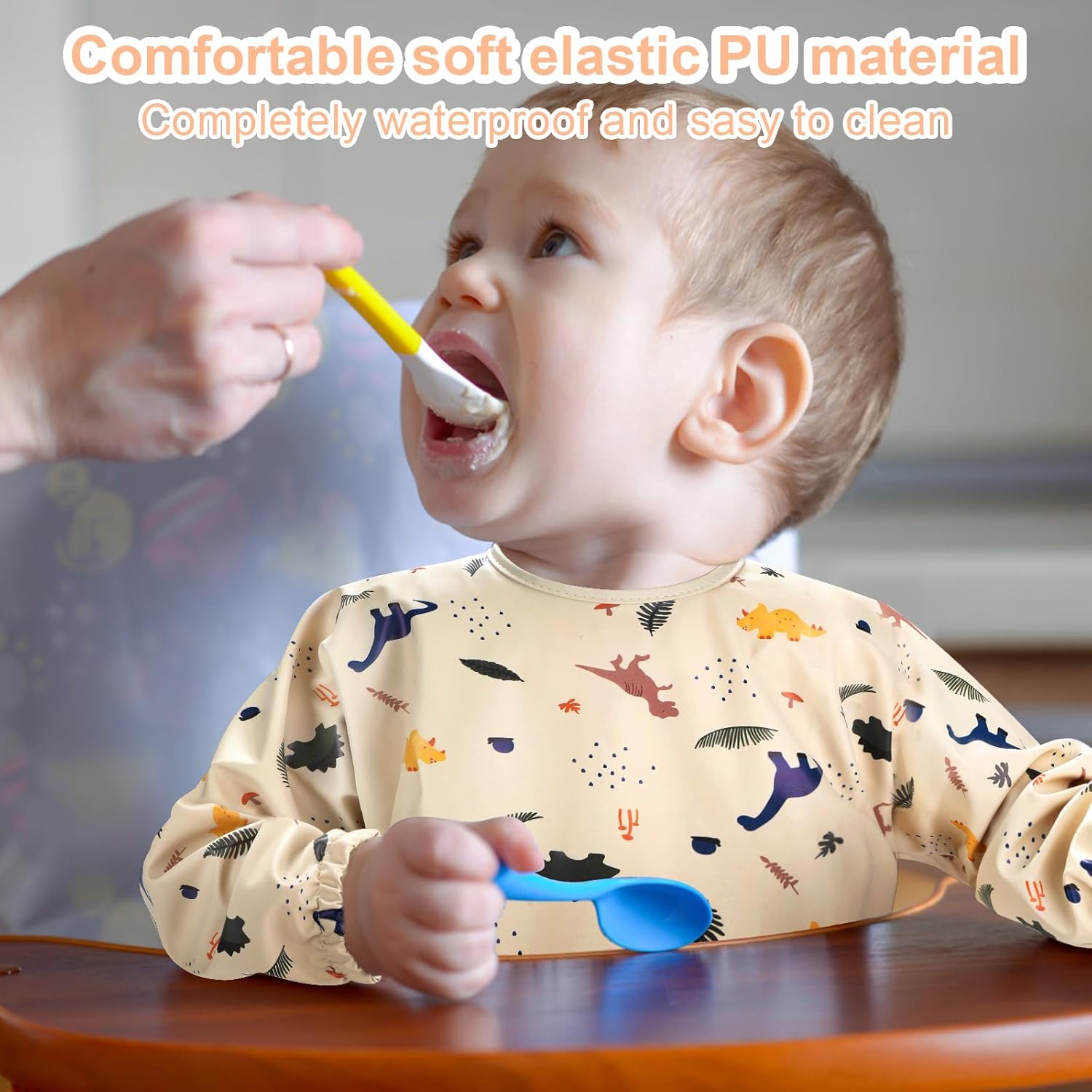 Long Sleeve Baby Bib, Full Sleeve Bib, Baby Toddler Waterproof Sleeved Bibs Smock, Machine Washable - Image 7