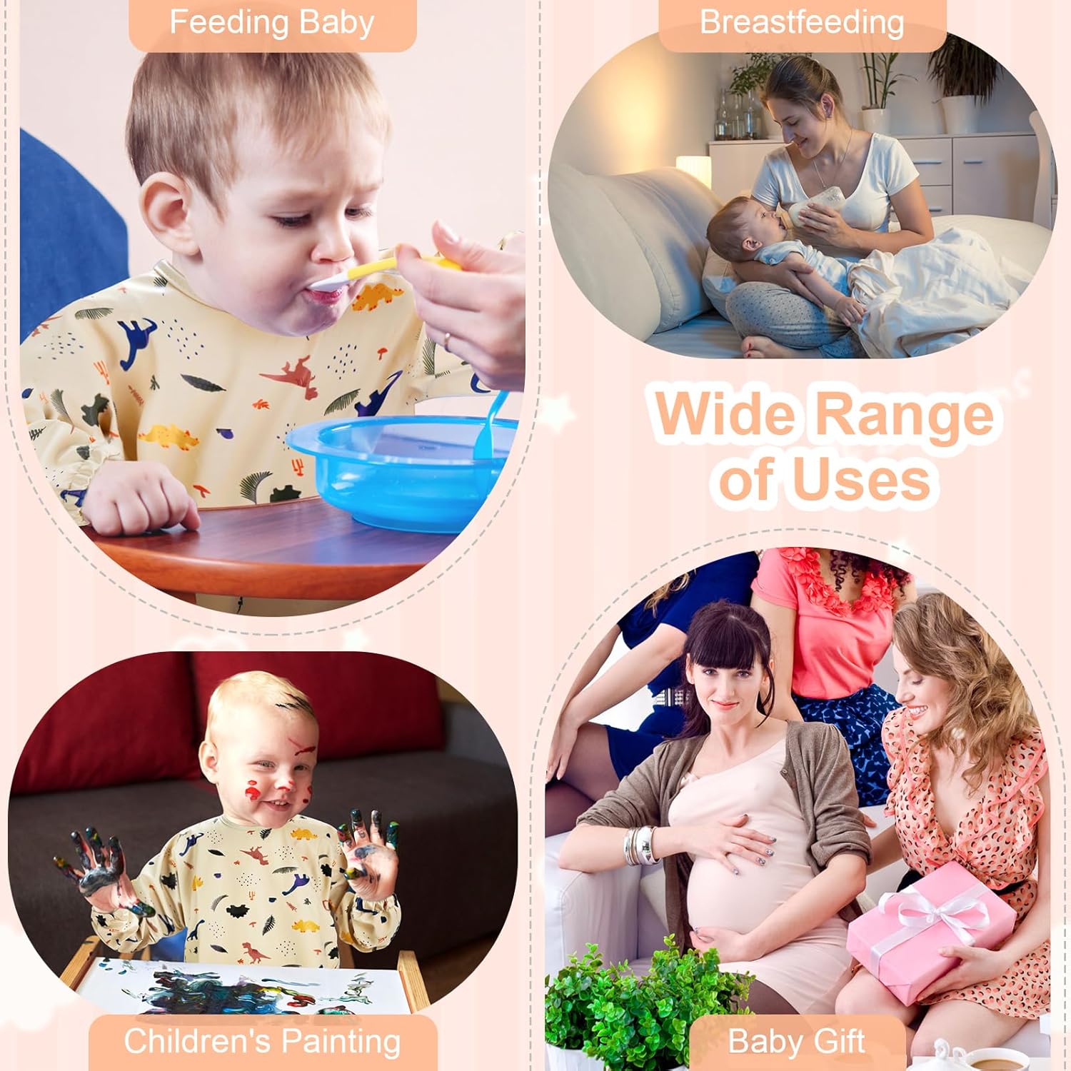 Long Sleeve Baby Bib, Full Sleeve Bib, Baby Toddler Waterproof Sleeved Bibs Smock, Machine Washable - Image 8