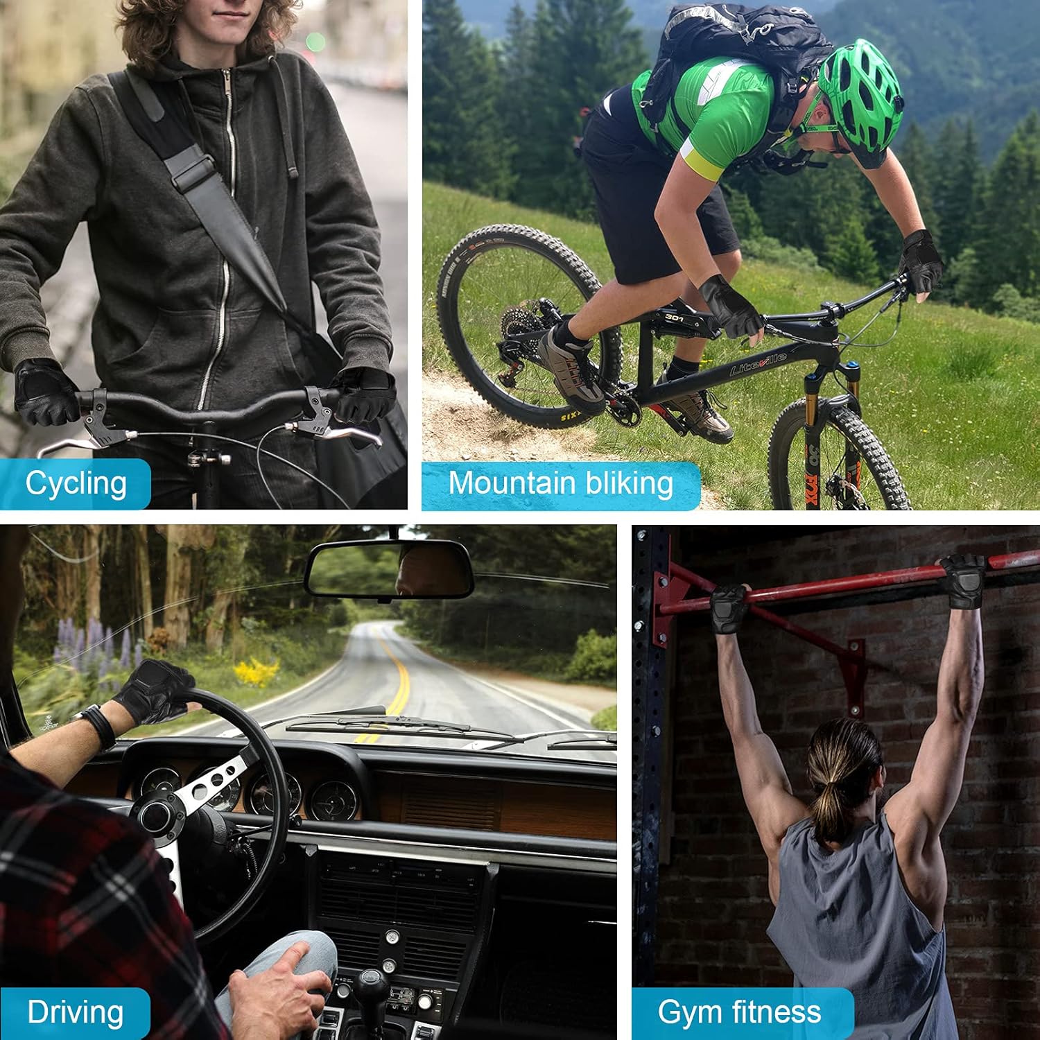 Genuine Leather Cycling Fingerless Gloves, Outdoor Driving Motorcycle Sport Half Finger Glove for Men Women Teens - Image 7