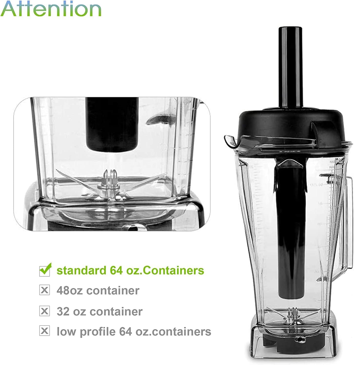 Blender Replacement Part Tamper Tool Compatible with Vitamix Classic Standard 64oz Containers - Image 3