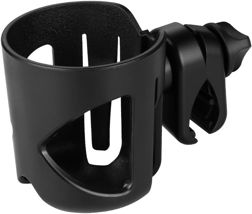 Universal Cup Holder, Stroller Cup Holder, 360° Rotatable Large Caliber Designed Bottle Holder for Stroller, Bike, Wheelchair, Walker, Scooter, Black - Image 1