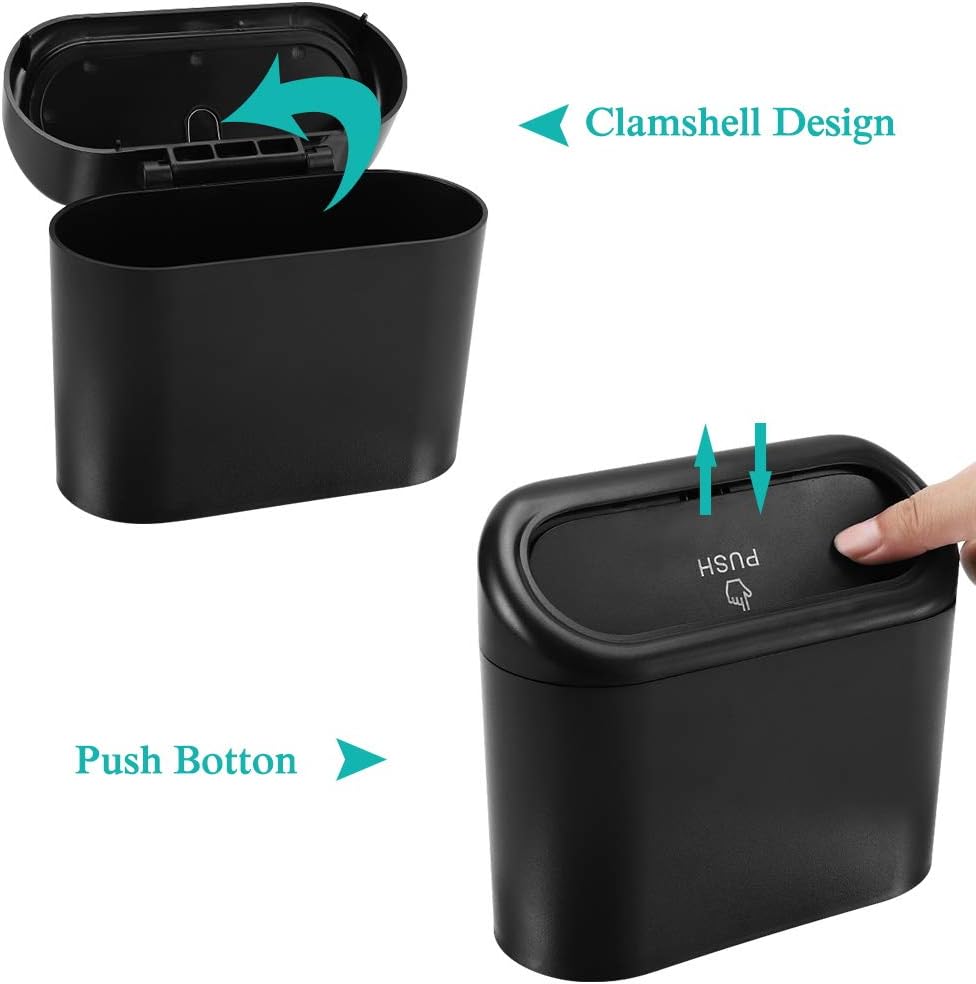 Car Trash Can with Lid, Mini Auto Dustbin Garbage Organizer with 30 Pcs Plastic Trash Bag, Automotive Garbage Container Bin for Vehicle, Home, Office - Image 4