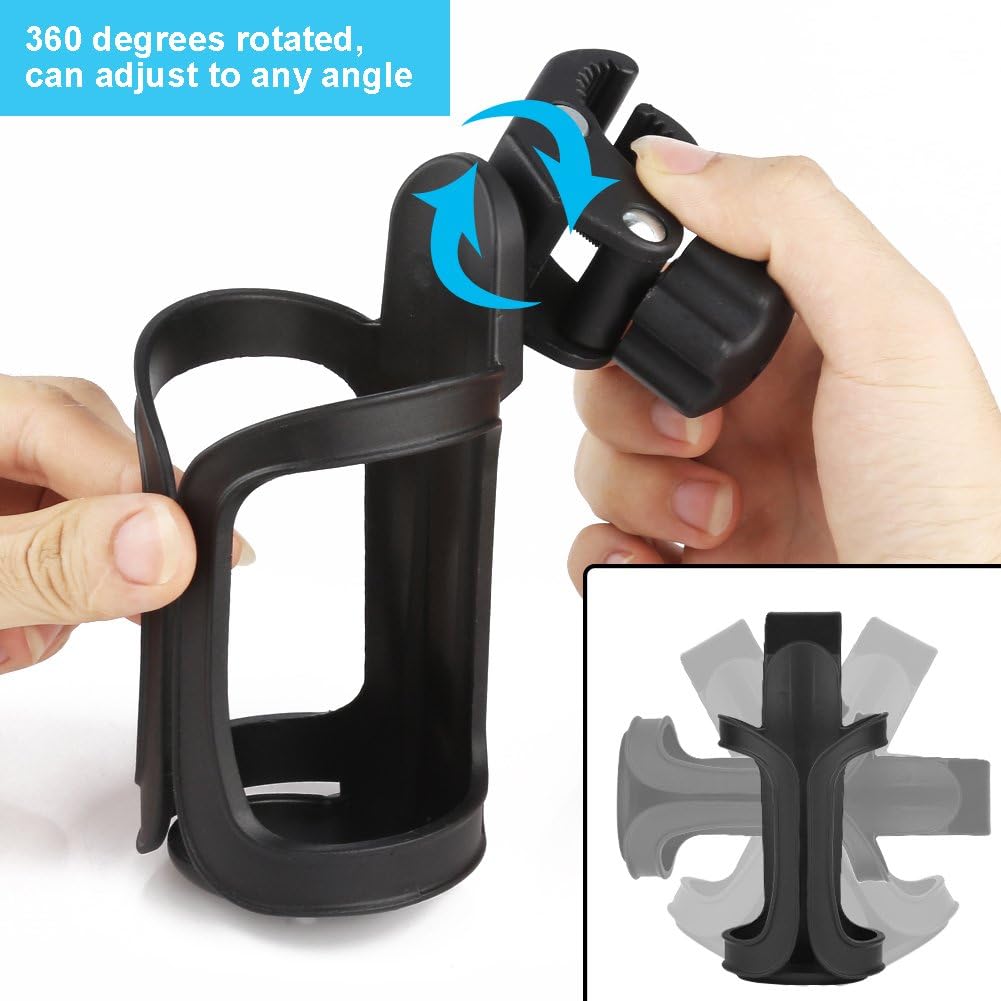Bike Cup Holder, Bike Water Bottle Holders, Universal 360 Degrees Rotation Cup Holder for Bicycle, Stroller, Scooter, Walker, Wheelchair, Bike Bottle Holders for Kids Adults, 1 Pack - Image 2