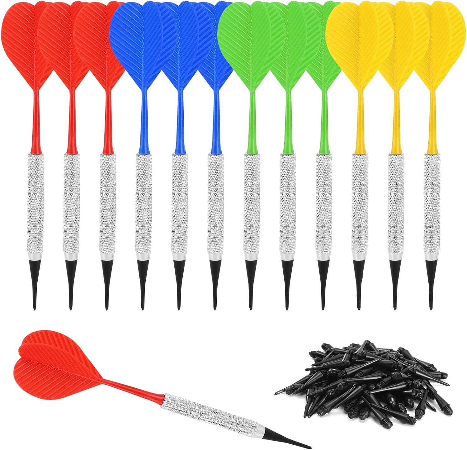 Soft Tip Darts, Bar Dart, Plastic Tip Darts Set, Attach Extra 100 Black 2BA Replacement Tips, Soft Tip Darts for Electronic/Plastic Dartboard - Image 1