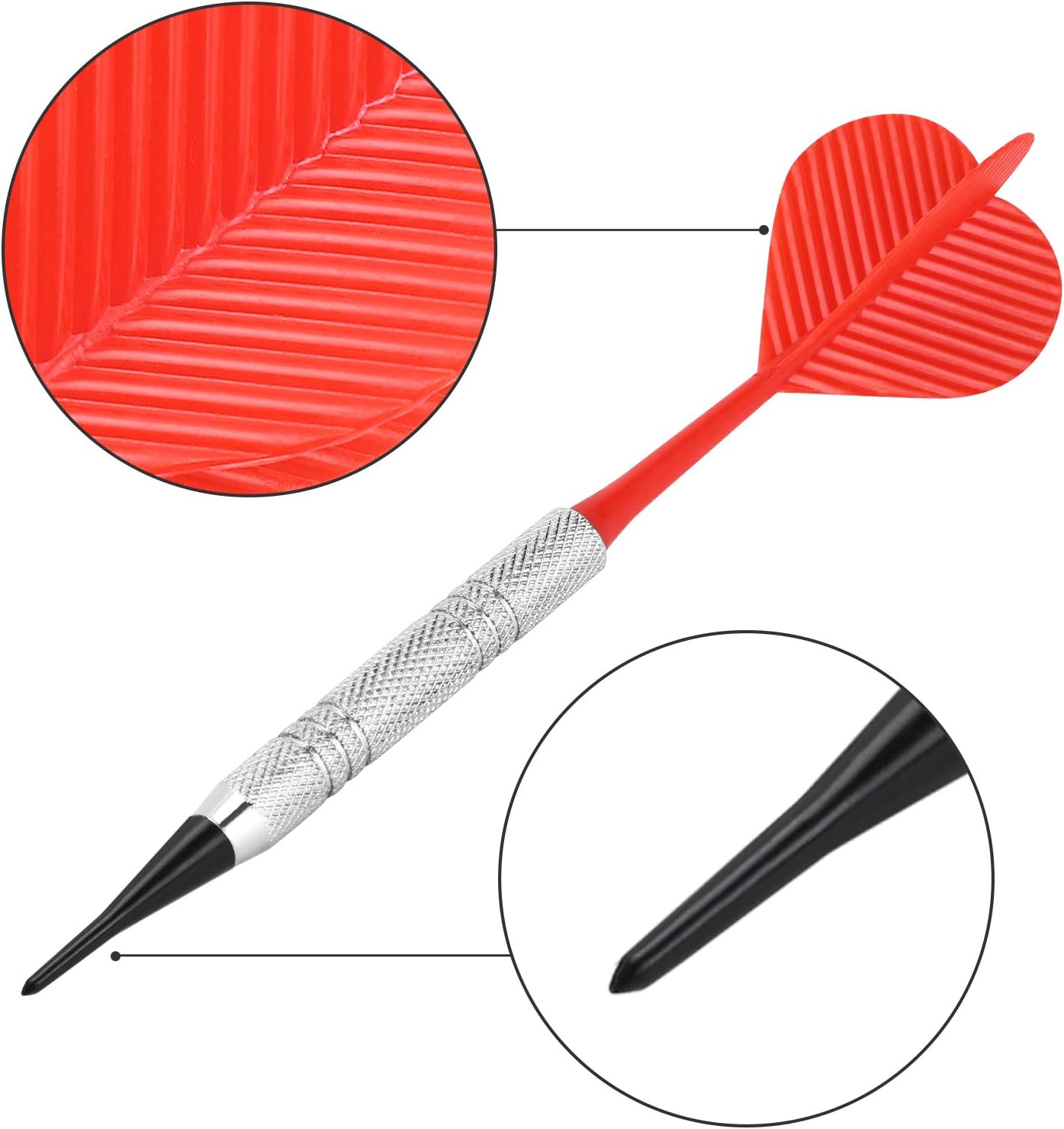 Soft Tip Darts, Bar Dart, Plastic Tip Darts Set, Attach Extra 100 Black 2BA Replacement Tips, Soft Tip Darts for Electronic/Plastic Dartboard - Image 3