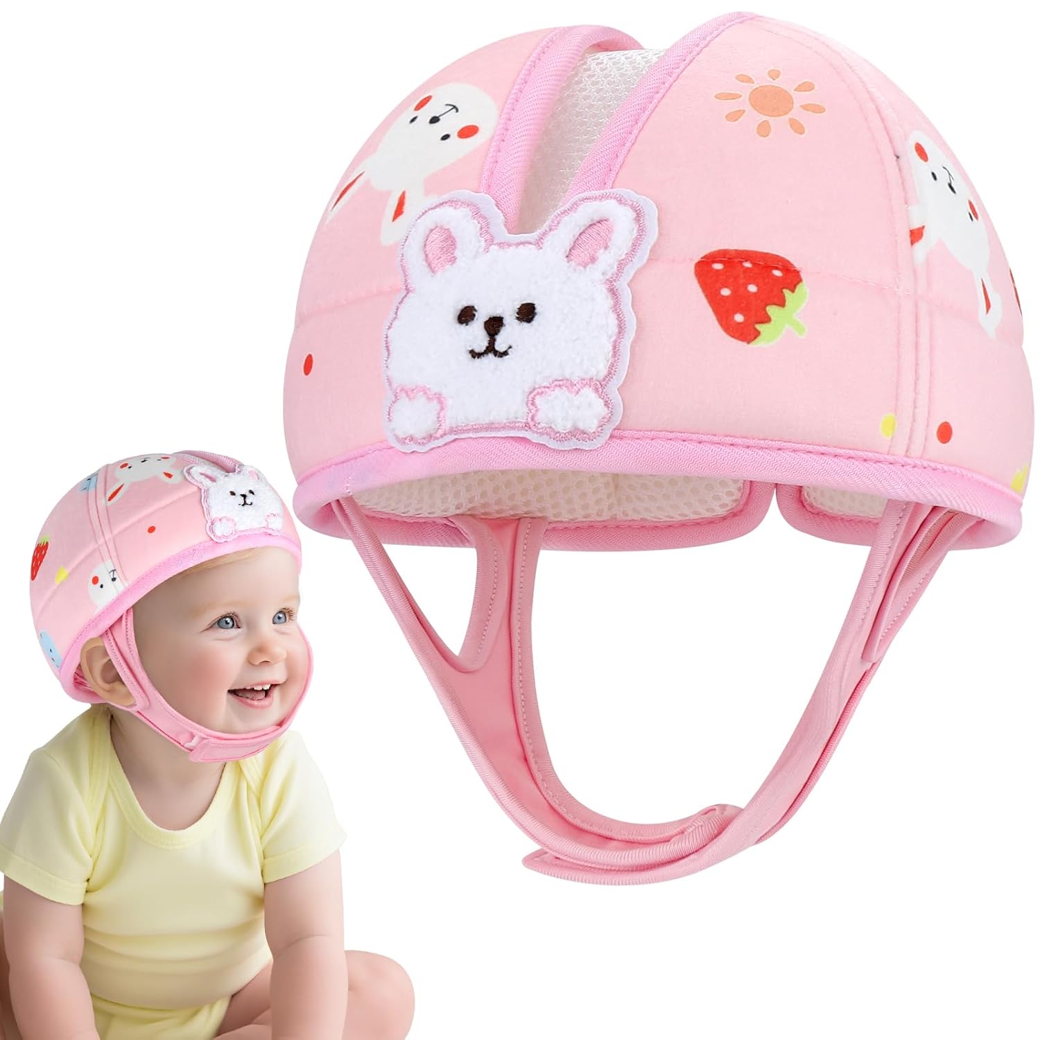 Baby Head Protector, Cute Baby Safety Helmet for Crawling Walking Running, Infant Headguard Soft Cushion Lightweight Breathable Protective Caps, Anti-Collision Toddler Helmets for 6m-24m Girls - Image 1