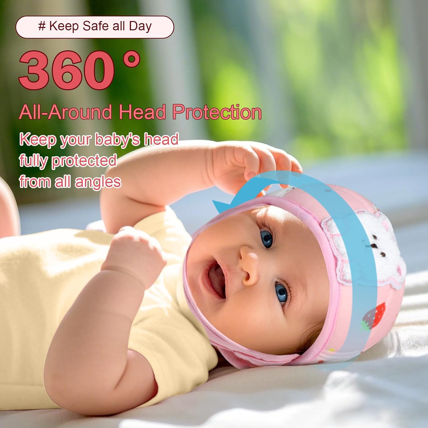 Baby Head Protector, Cute Baby Safety Helmet for Crawling Walking Running, Infant Headguard Soft Cushion Lightweight Breathable Protective Caps, Anti-Collision Toddler Helmets for 6m-24m Girls - Image 3