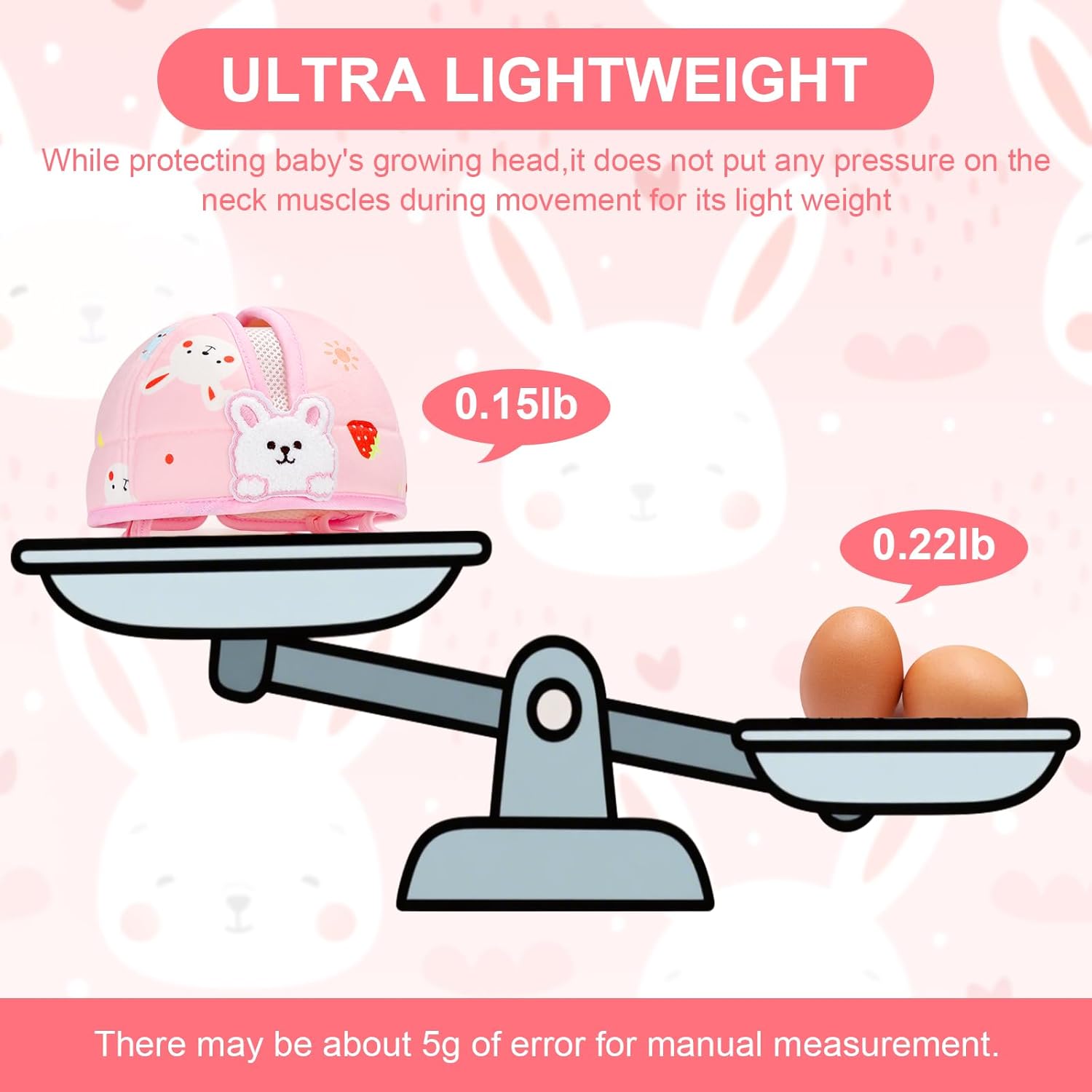 Baby Head Protector, Cute Baby Safety Helmet for Crawling Walking Running, Infant Headguard Soft Cushion Lightweight Breathable Protective Caps, Anti-Collision Toddler Helmets for 6m-24m Girls - Image 7