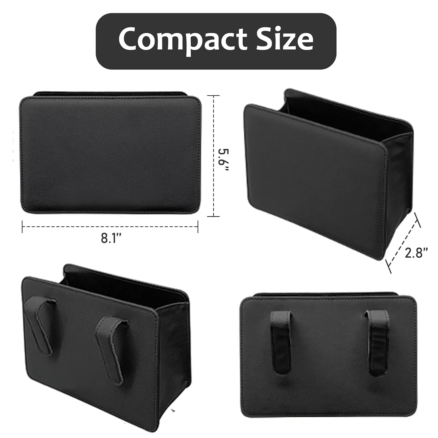 Car Trash Can, Leather Vehicle Trash Bin Car Dustbin Garbage Organizer Holder with 30 Pcs Trash Bags, Foldable Hanging Mini Cars Storage Bag Container for Auto, SUV (Black) - Image 6