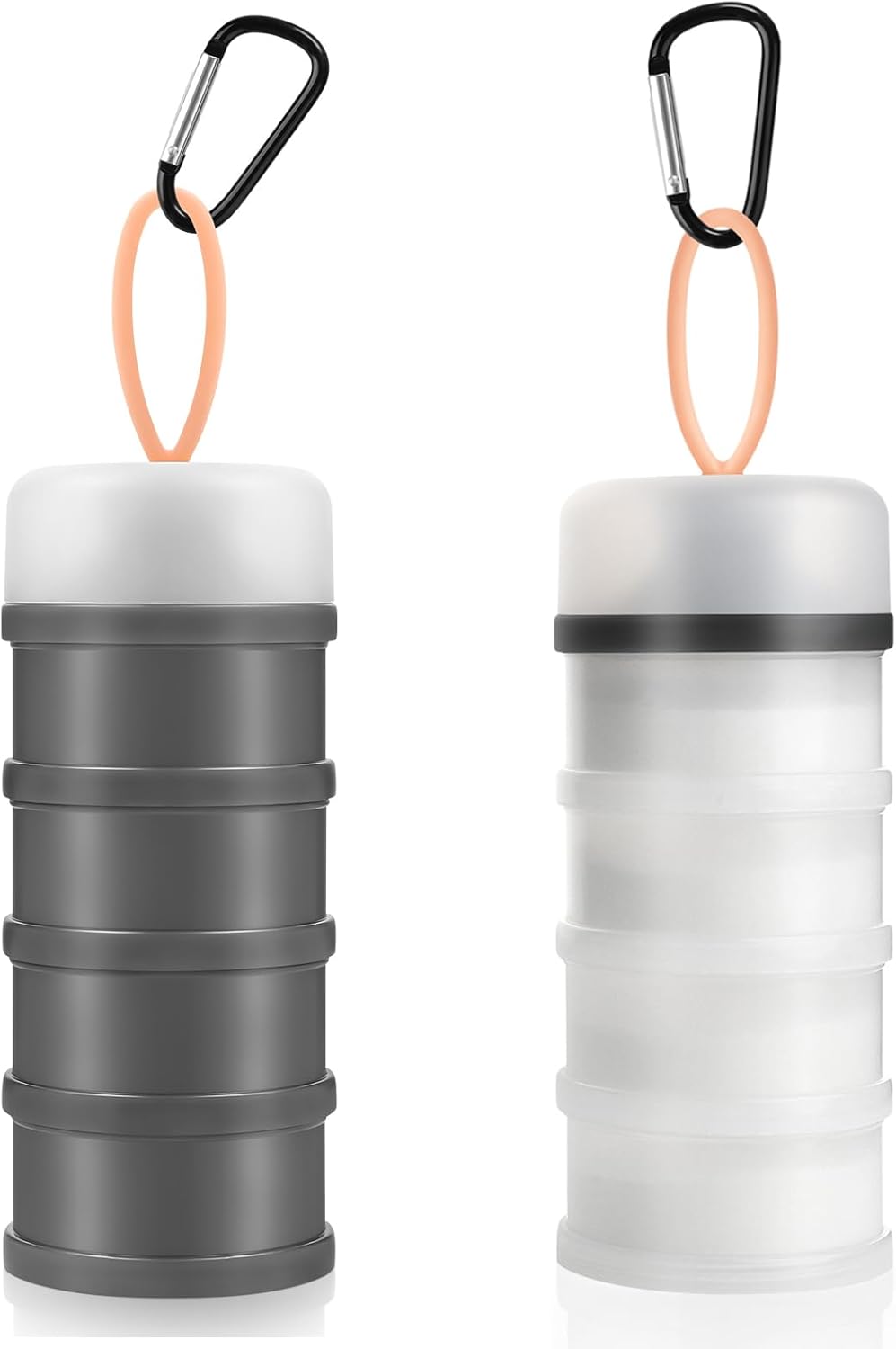 2 Pcs Protein Powder Container to Go with Funnels Stand, 4 Compartments Stackable Protein Powder Dispenser for Workout, Fitness, Travel - Image 1
