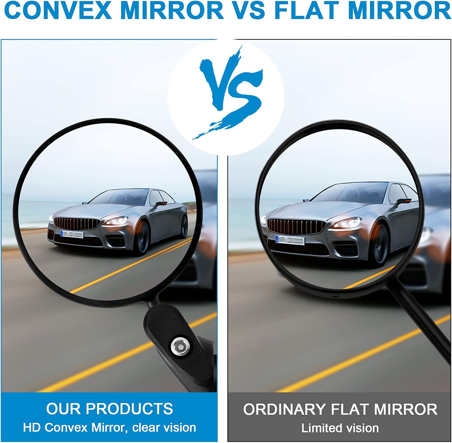 2pcs Bike Mirror, Bar End Bicycle Riding Rearview Mirrors for Handlebars, Adjustable 360 Degree Rotatable Convex Mirror for Mountain Road Bikes - Image 2