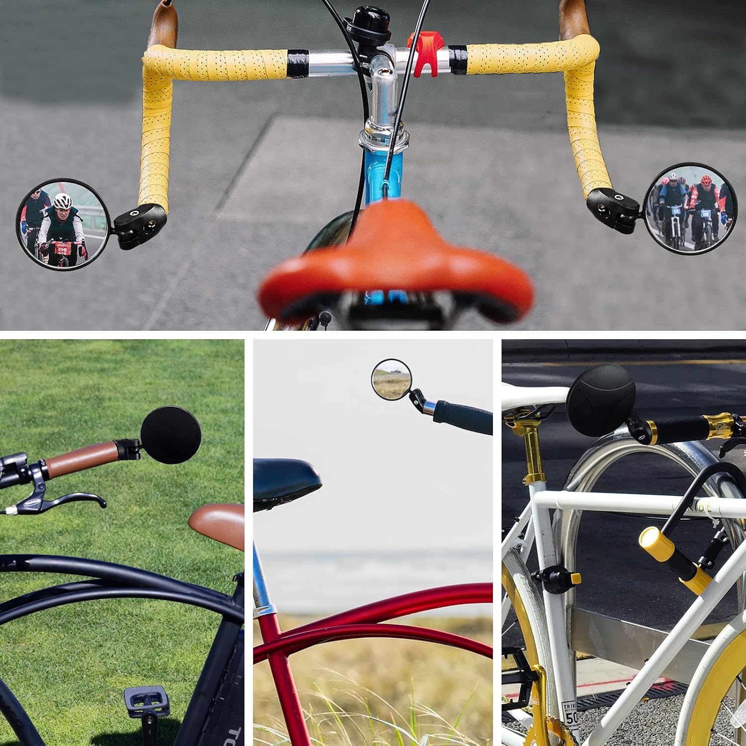2pcs Bike Mirror, Bar End Bicycle Riding Rearview Mirrors for Handlebars, Adjustable 360 Degree Rotatable Convex Mirror for Mountain Road Bikes - Image 7