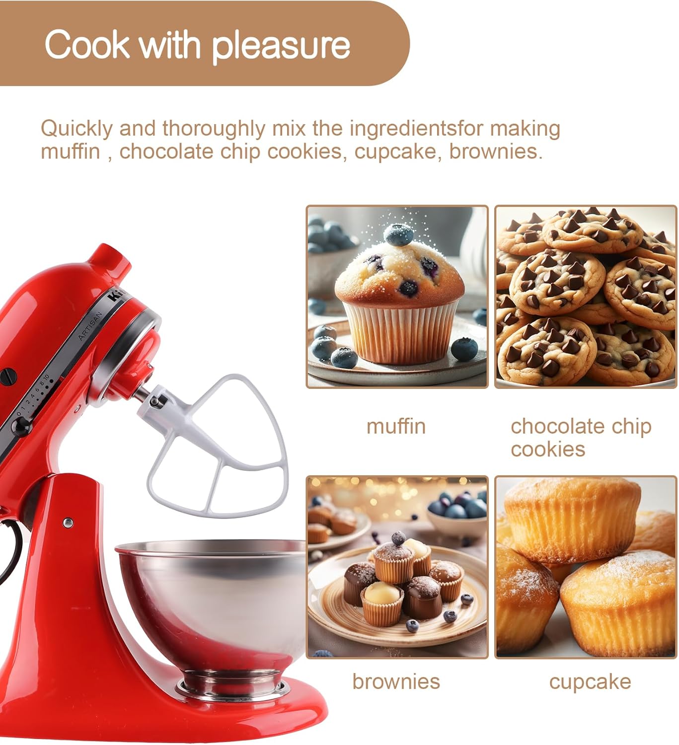 K45B Metal Beater with Non-Stick Coating, Compatible with KitchenAid 4.5-5 Quart Tilt-Head Stand Mixer - Image 5