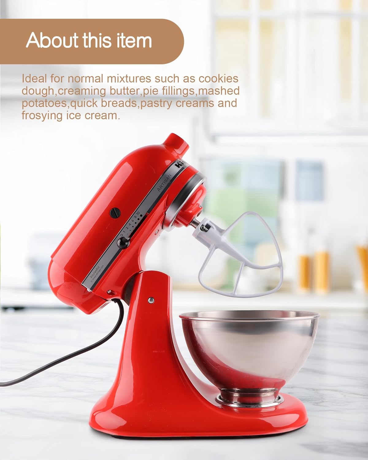 K45B Metal Beater with Non-Stick Coating, Compatible with KitchenAid 4.5-5 Quart Tilt-Head Stand Mixer - Image 7