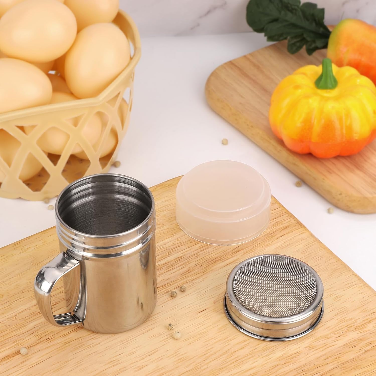 3 Pack Powdered Sugar Shaker Duster, Cinnamon Shaker Flour Sifter, Fine Mesh Stainless Steel Dredge for Baking Soda Flour Cinnamon Cocoa - Image 5