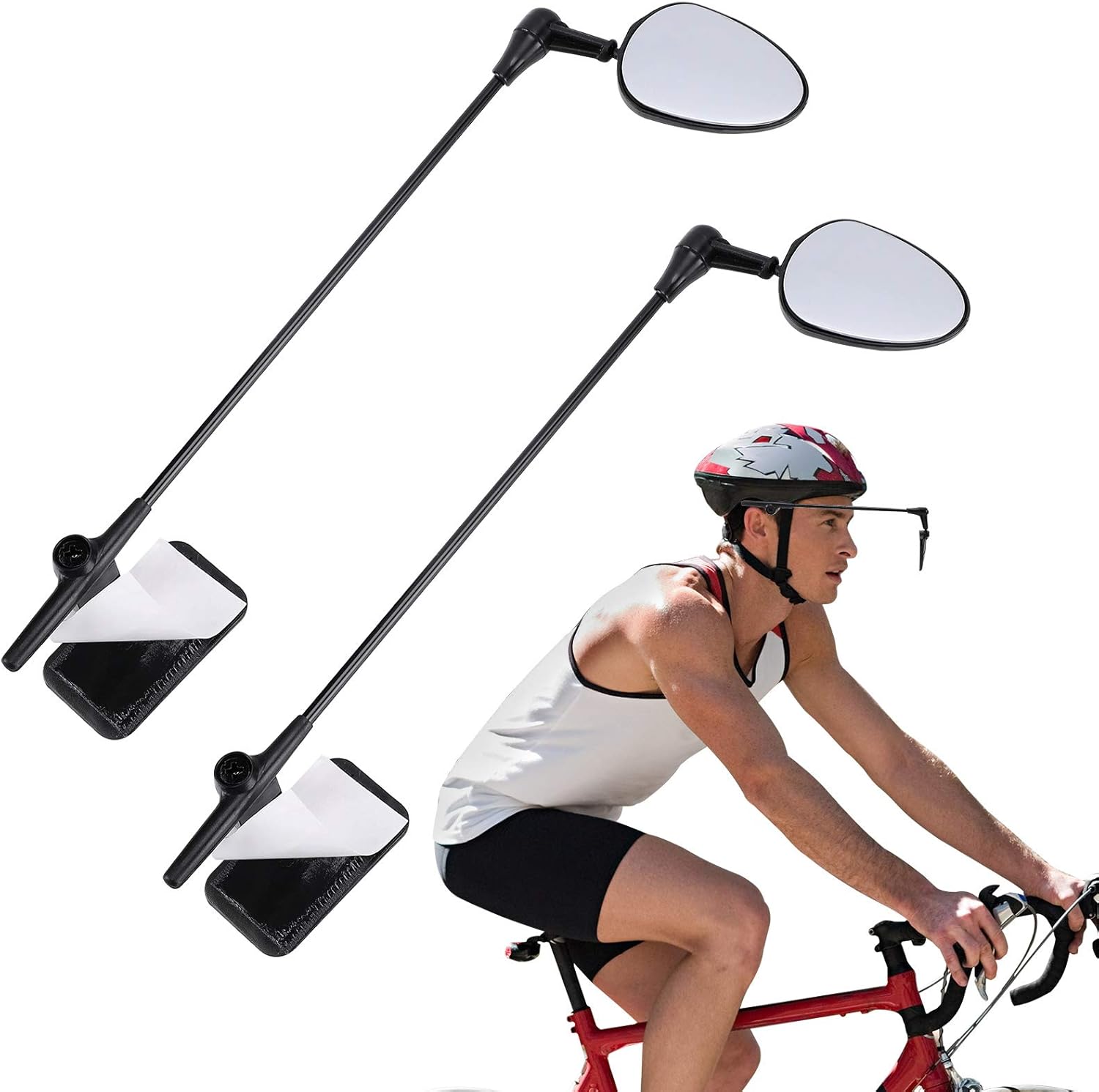 2 Pack Bike Helmet Mirror, 360 Degree Adjustable Lightweight Bicycle Cycling Rear View Helmet Mirror for Cycling, Cycling Accessories - Image 1