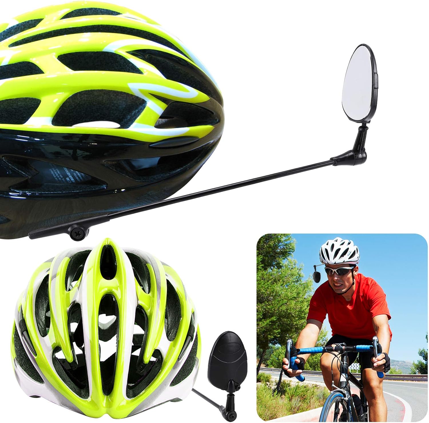 2 Pack Bike Helmet Mirror, 360 Degree Adjustable Lightweight Bicycle Cycling Rear View Helmet Mirror for Cycling, Cycling Accessories - Image 2