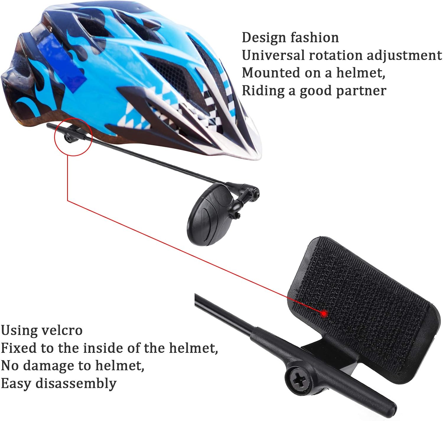 2 Pack Bike Helmet Mirror, 360 Degree Adjustable Lightweight Bicycle Cycling Rear View Helmet Mirror for Cycling, Cycling Accessories - Image 4