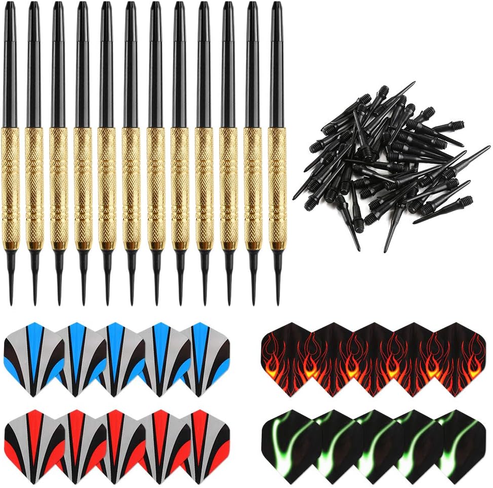 12 Pcs Darts Plastic Tip, Soft Tip Darts Set, 14g Plastic Tipped Dart, Attach Extra 36 Black 2BA Replacement Tips, Soft Tip Darts for Electronic/Plastic Dartboard - Image 4