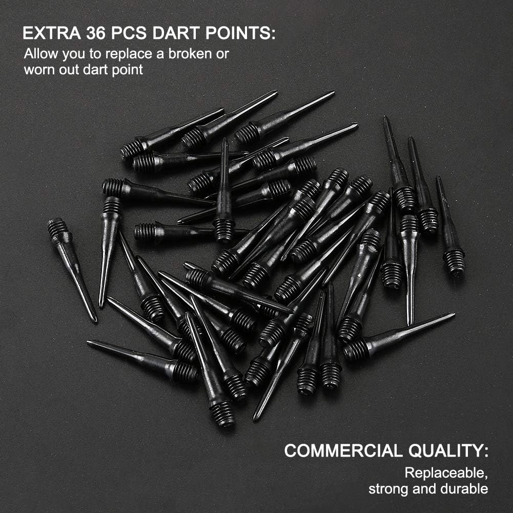 12 Pcs Darts Plastic Tip, Soft Tip Darts Set, 14g Plastic Tipped Dart, Attach Extra 36 Black 2BA Replacement Tips, Soft Tip Darts for Electronic/Plastic Dartboard - Image 5