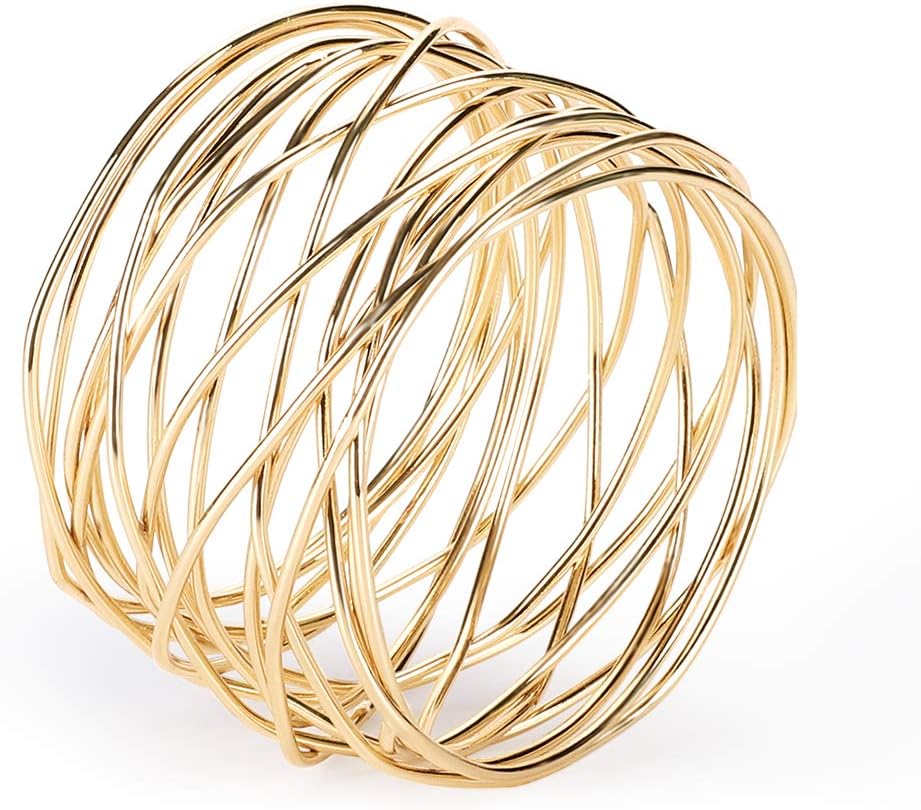 Napkin Rings, Metal Gold Round Napkin Rings Buckles for Table Decorations, Wedding, Dinner, Party, Set of 6 - Image 3