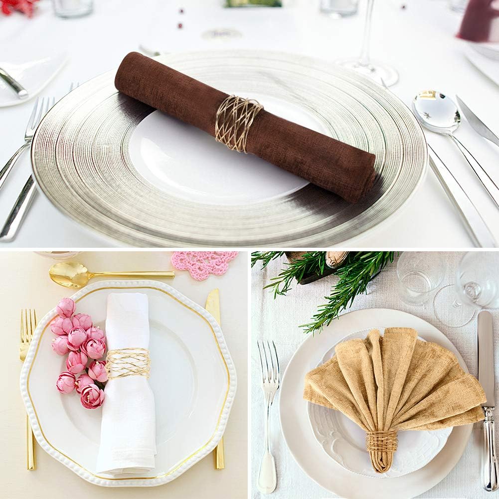 Napkin Rings, Metal Gold Round Napkin Rings Buckles for Table Decorations, Wedding, Dinner, Party, Set of 6 - Image 4