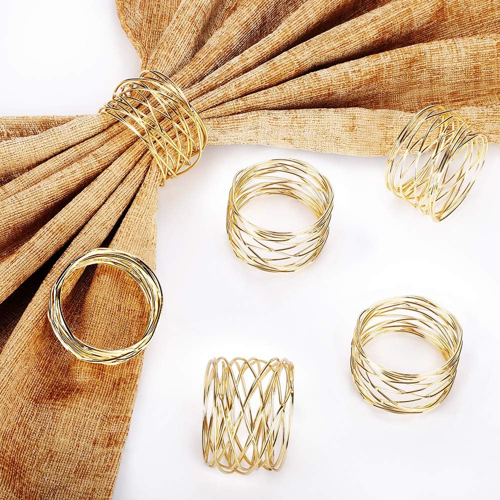 Napkin Rings, Metal Gold Round Napkin Rings Buckles for Table Decorations, Wedding, Dinner, Party, Set of 6 - Image 6