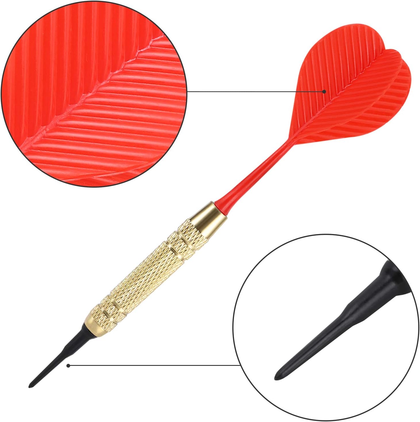 12 Pcs Soft Tip Darts, 18g Plastic Tip Darts Set, Attach Extra 100 Black 2BA Replacement Tips, Soft Tip Darts for Electronic/Plastic Dartboard - Image 3