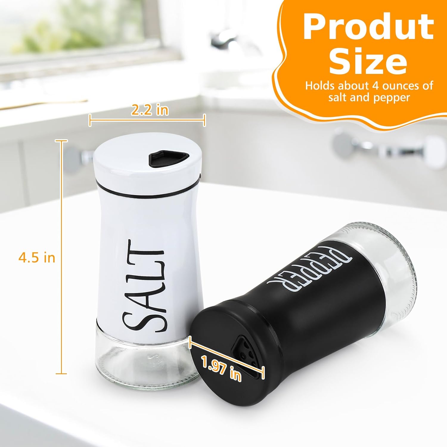 Salt and Pepper Shakers with Adjustable Pour Hole, Stainless Steel Salt Pepper Shaker Dispenser with Glass Bottom for Kitchen Cooking, RV, Camp, BBQ - Image 2
