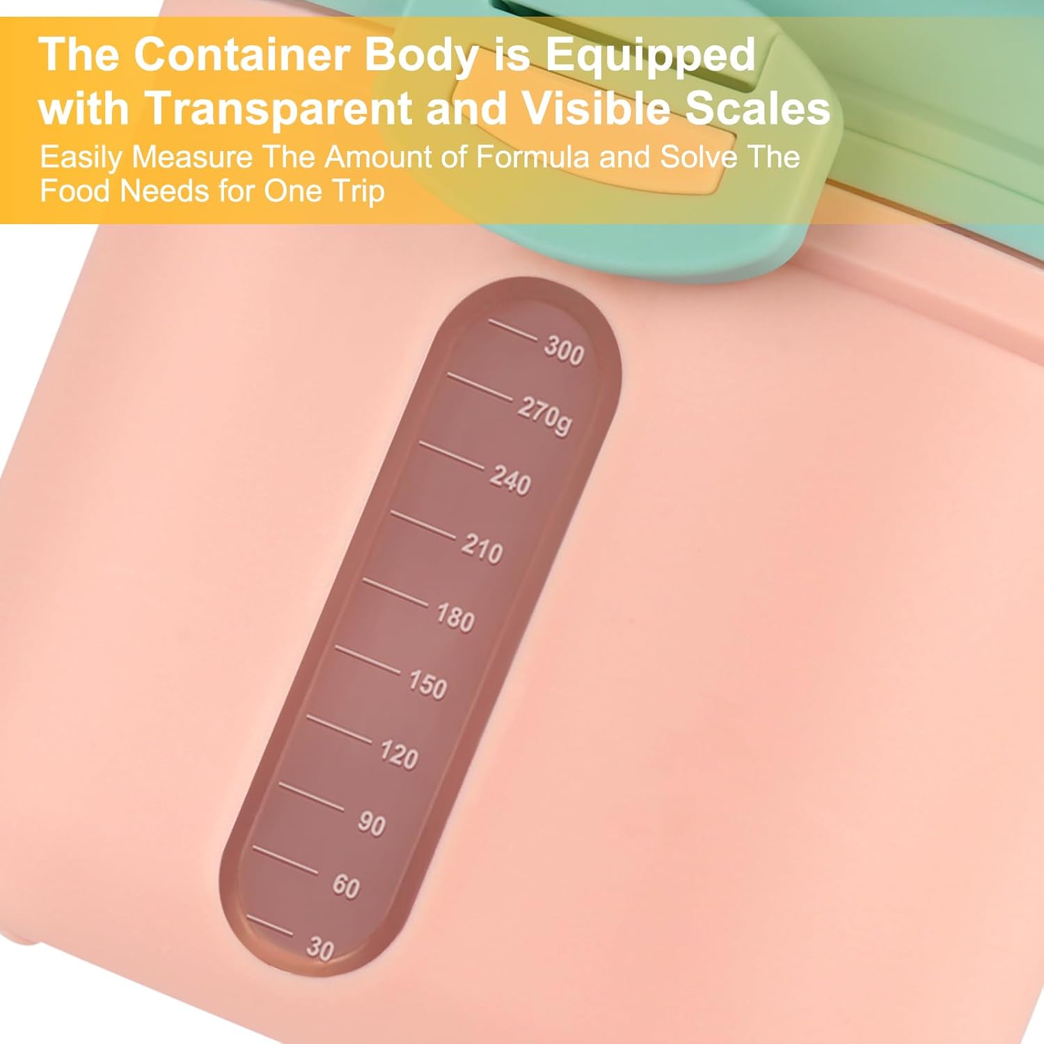 Baby Formula Dispenser On The Go, Portable Milk Powder Formula Dispenser with Scoop,Formula Containers for Travel Hold 12.7oz/360g Formula, Pink - Image 2