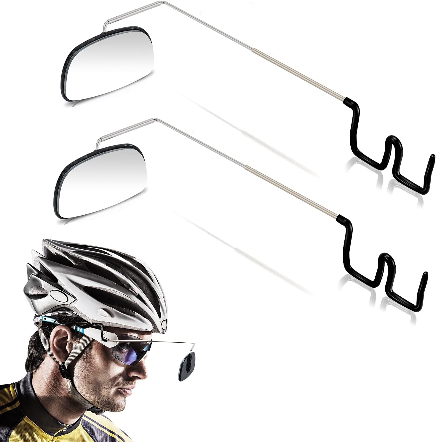2pcs Bike Eyeglass Mirror, 360 Degree Adjustable Bicycle Cycling Rear View Wide Angle Mirror, Riding Accessories - Image 1